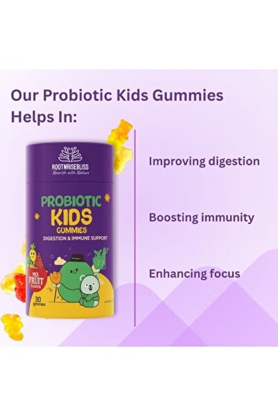 ROOTNRISEBLISS Probiotic Kids Gummies Mix Fruit Flavor with Bacillus Coagulan...