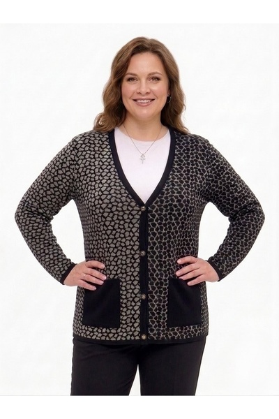 onno style women Steel Knit Classic Leopard Pattern Tricot Jacket
