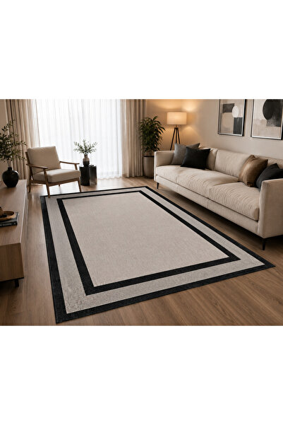 Akbel Halı Sisal Plus 1149 Bej Siyah Doğal Jüt Görünümlü Şık Sisal Dokuma Halı