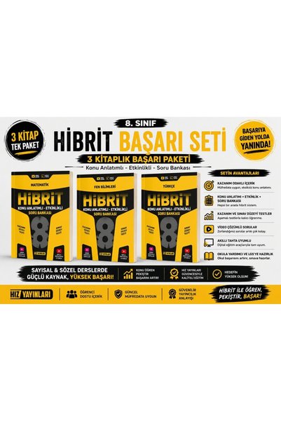 Hız Yayınları 8. Sınıf Hibrit Başarı Seti 3'lü | Matematik + Fen Bilimleri + ...