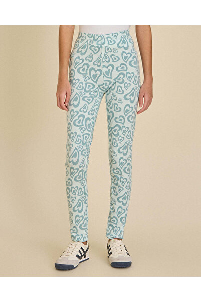REDTAG Senior Girls Blue Heart Print Leggings