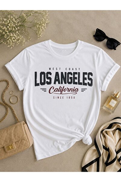 3S MODA Women's Basic Los Angeles Digital Printed T-Shirt