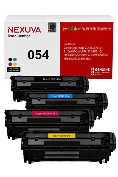 Nexuva مجموعة خراطيش حبر متوافقة مع كانون 054 - 4 عبوات - أسود، سماوي، أرجوان...
