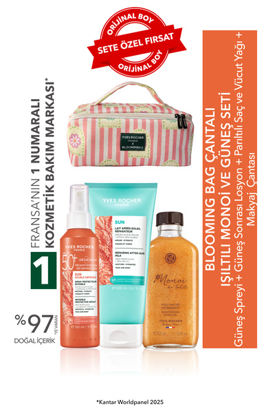 Yves Rocher Çantalı Işıltılı Monoi & Güneş Seti-Güneş Spreyi 150 ml&Güneş Son...