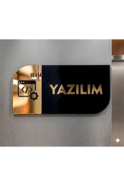Ronson Yazılım Kapı Tabelası | Kişiselleştirilebilir Siyah Pleksi Üzerine Gol...