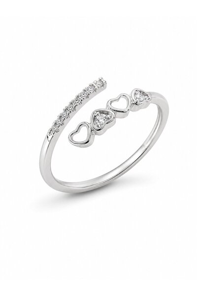 serelya Silver Color Zircon Stone Minimal Heart Model Women's Ring