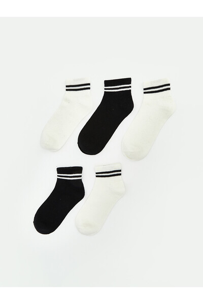 LC Waikiki Nevavm Farkıyla Lcw Dream White Striped 5-Piece Pack Women's Booti...