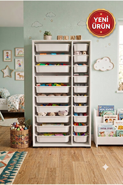 decosense 10 Adet Orta 10 Adet Küçük Boy Çekmeceli 136 cm Beyaz Çocuk Odası O...