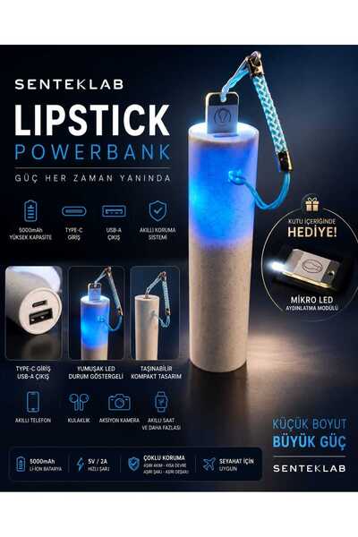 SENTEKLAB TÜRK MALI Yerli Üretim Cep Boy Powerbank - Mikro Led Aydınlatma Hed...