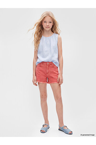 LC Waikiki Two Mt Shop Quality Ripped Detailed Girls' Jean Shorts