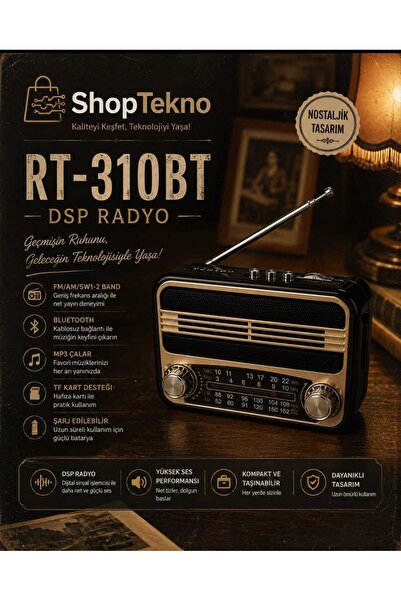 shoptekno Nostaljik Bluetoothlu Retro Sunumluk Taşınabilir Radyo Müzik Kutusu