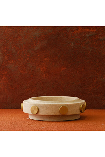 Generic Brand Mrlth-108-1078-1 Brass Gold Beige Travertine Bowl