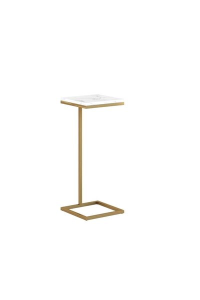 Roots Furniture طاولة مارتيني مربعة من النحاس مقاس 10 بوصات مع رخام كارارا