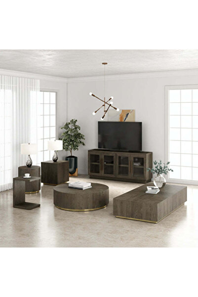 Roots Furniture طاولة جانبية مستديرة من ماتشينتو