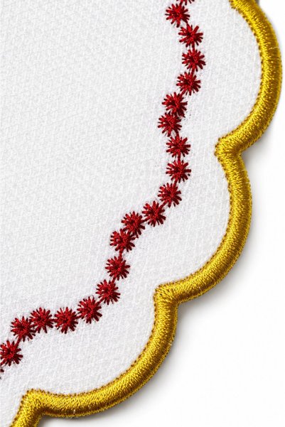 Bonny Home Gold Embroidery Cherry Embroidered 6-Piece Coffee Side Presentation Napkin Dowry Box Coffee Bottom Presentation Napkin Peryuna