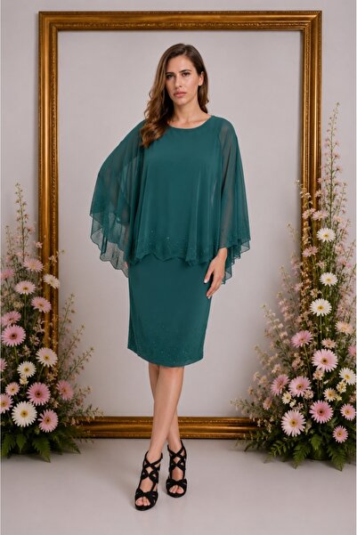 OEM Rochie Maci cu aplicatii de strasuri ,nuanat de verde
