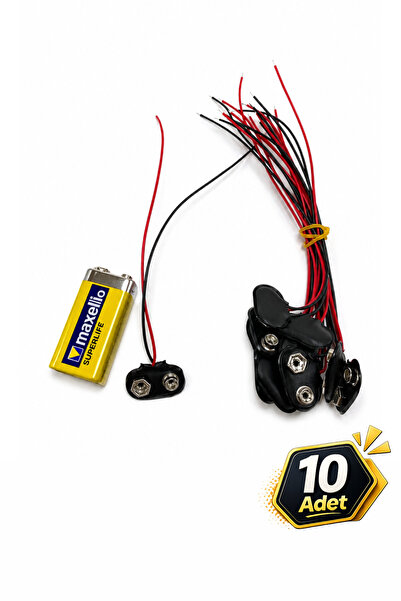 PİL SOKETİ 9V Pil Başlığı Bağlantı Kablosu Jack Battery Connector | 10 Adet