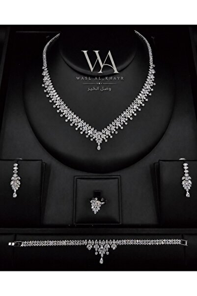 WASL ALKHAIR طقم مجوهرات نسائي فاخر من الزركون بتصميم أوراق متدلية للمناسبات ...