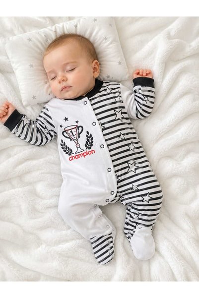 KAYAKİDS Unisex Baby Yellow Navy Blue Black White Yellow Red Fan Jumpsuit