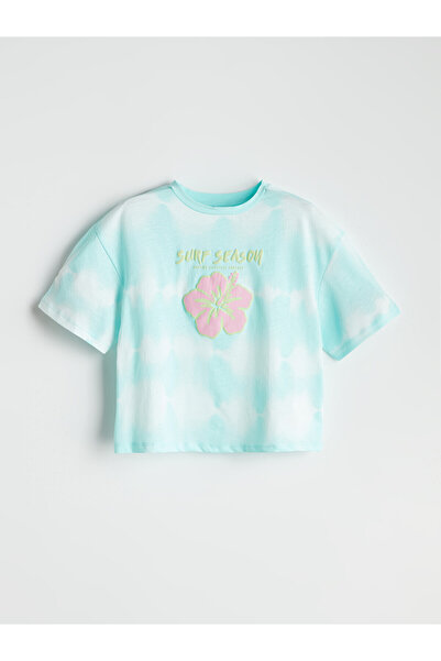 LC Waikiki Trendlucky Floral Girl's T-Shirt with Oval Neckline and Difference...