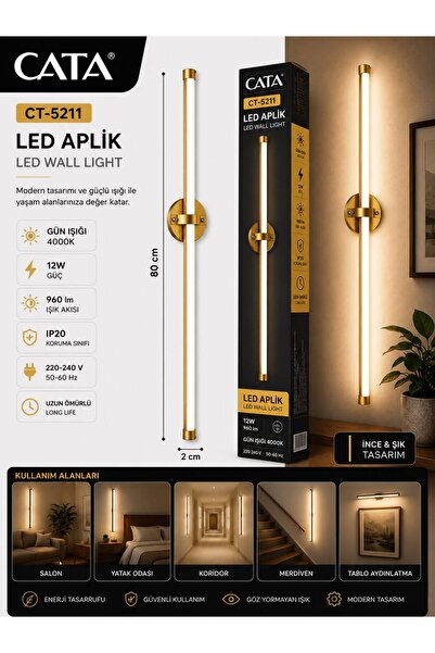 Cata ÇUBUK LED APLİK GÜNIŞIĞI 12W (80 CM)