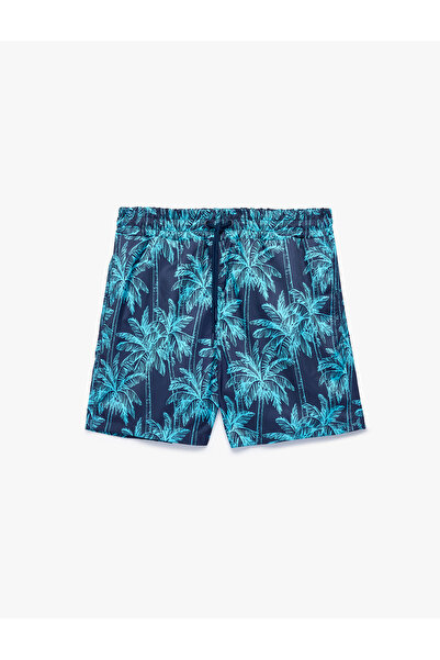 Koton Comfortable Fit, Tie-Waist, Patterned Swim Shorts
