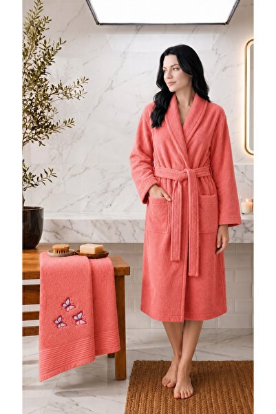 LUNA SACRA %100 Bambu Unisex Nakışlı İşlemeli Şal Yaka Yetişkin Bornoz - Saç ...