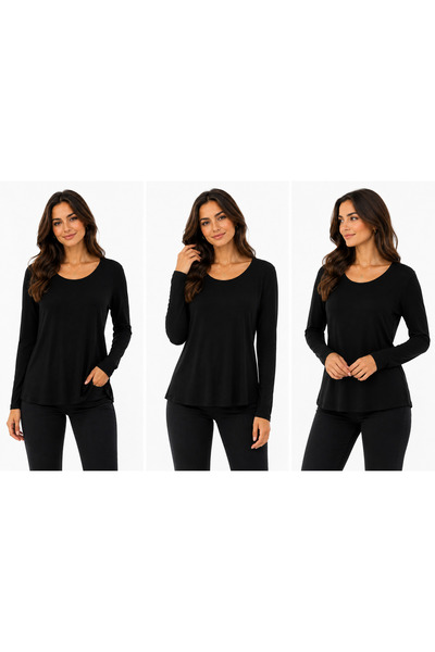 İyisini İstersen Women's Black Color Long Sleeve Full Lycra Plus Size Blouse