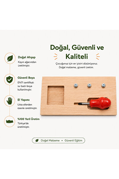 Montessori Gemisi مجموعة مونتيسوري المكونة من 3 براغي ومفك براغي / أدوات عمل ...