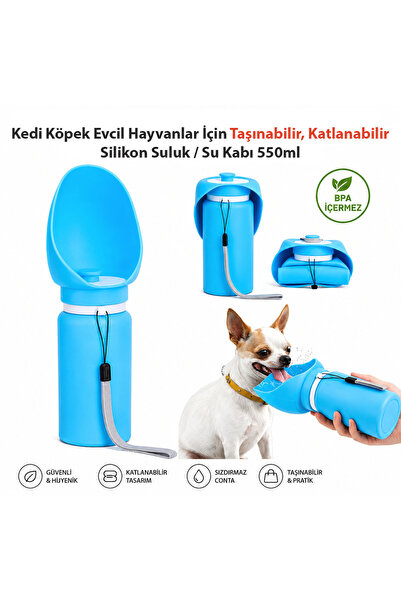 Dexmon Kedi Köpek Evcil Hayvan İçin Taşınabilir Katlanabilir Silikon Su Kabı ...