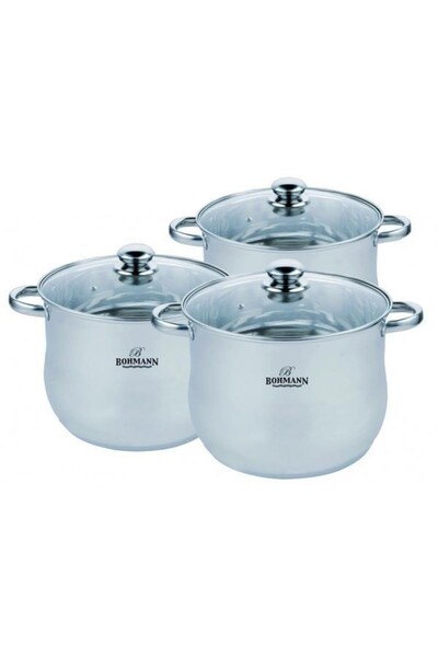 Bohmann Set oale 6 piese inox, (11.3L,13.6L,16.3L), inductie, fund 3 straturi