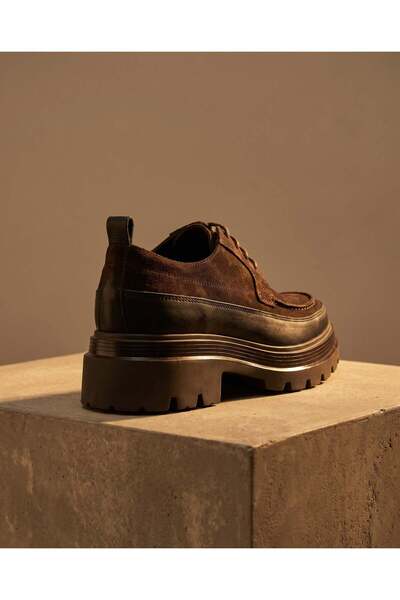 TETRİ Keep for Model Genuine Leather Handmade Brown Suede Leather Casual Shoes