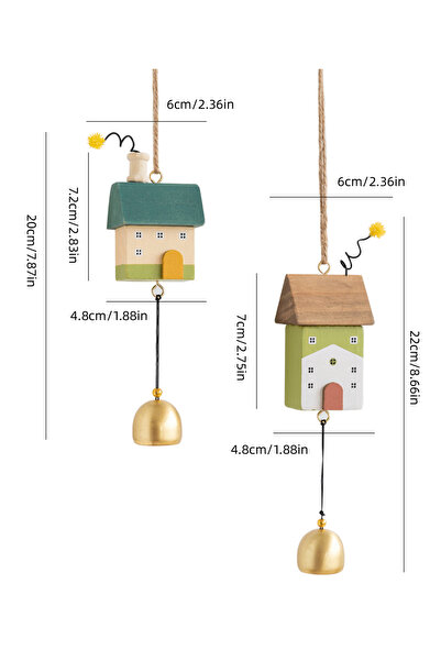Choice 1 set of 2 pieces Cute Little House Wind Chimes Creative Doorknob Bell...