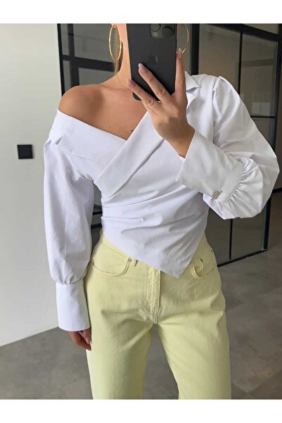 Glow Women omuz açık gömlek