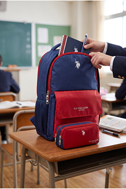 U.S. Polo Assn. حقيبة ظهر مدرسية للجنسين، حقيبة سفر يومية، حامل أقلام، مجموعة...