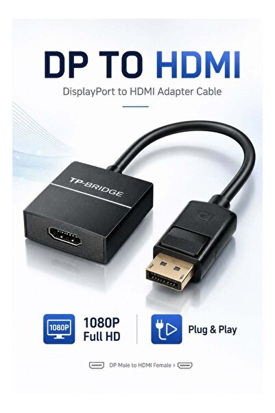 TP-BRIDGE كابل محول DisplayPort إلى HDMI، محول ذكر DP إلى أنثى HDMI بدقة 1080...