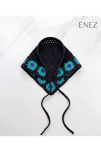 Enez Bohemian Style Floral Knitted Tie-On Crown Bandana