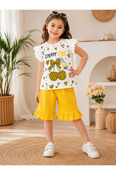 Generic Brand Girl's Breathable Cotton Fabric Cherry Printed Summer Shorts Se...