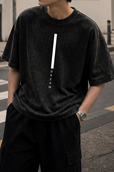 HOFFNUNG Unisex Oversize Vintage Washed Street Style Μόδα του δρόμου Βαμβακερ...