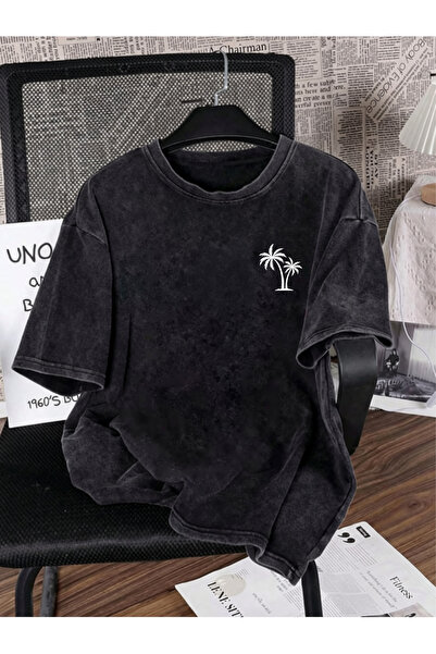 HOFFNUNG Unisex Oversize Vintage Washed Street Style Μόδα του δρόμου Βαμβακερ...