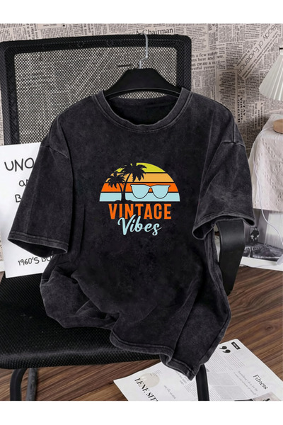 HOFFNUNG Unisex Oversize Vintage Washed Street Style Μόδα του δρόμου Βαμβακερ...