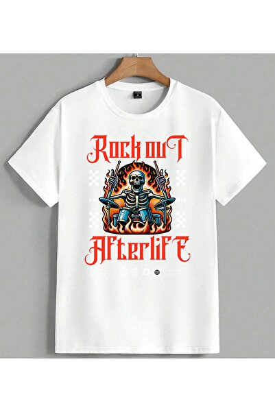 ELFERA Rock Out Afterlife Skeleton majica sa printom, unisex, velika veličina...