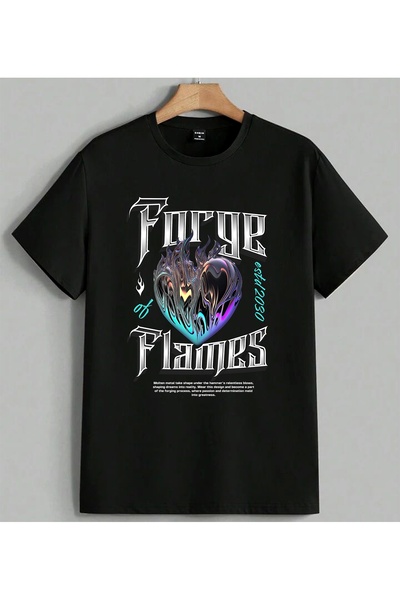 ELFERA Figure It Out Fire Heart Printed Unisex Oversize T-Shirt Black
