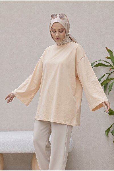 Lunfia Salaş Yuvarlak Yaka Tunik - Somon