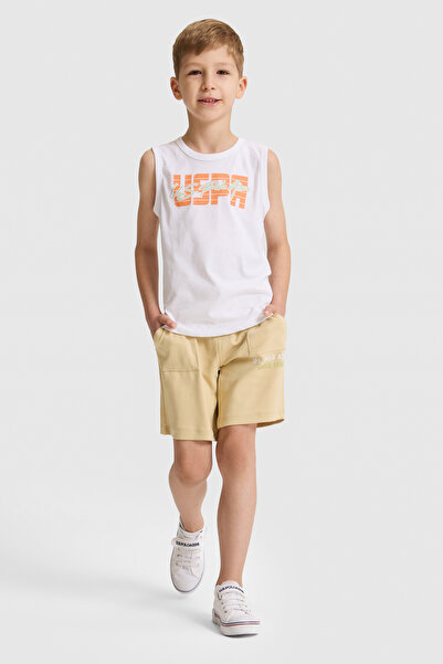 U.S. Polo Assn. شورت محبوك باللون البيج للأولاد 50327054-VR011
