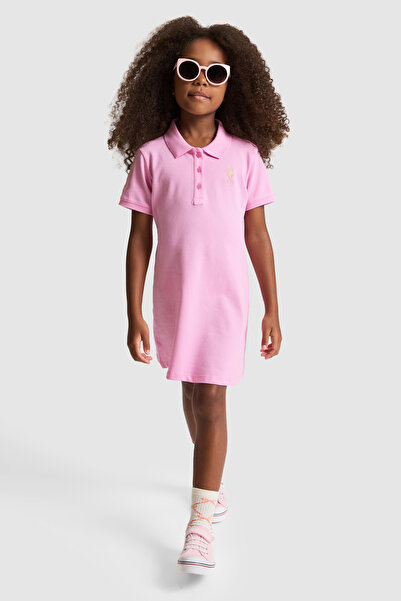 U.S. Polo Assn. فستان محبوك وردي للفتيات 50320314-VR041