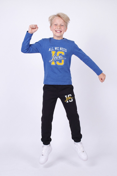 panios kids 3'lü Erkek Çocuk Yuvarlak Yakalı Baskı Detaylı Paçası Lastikli 6 Parça Alt Üst Takım