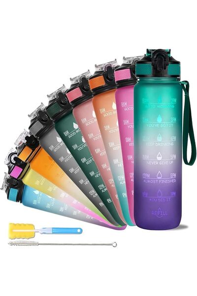 SOLARA Unbreakable Water Bottle 1 Litre with Motivational Time Marker, Leakpr...