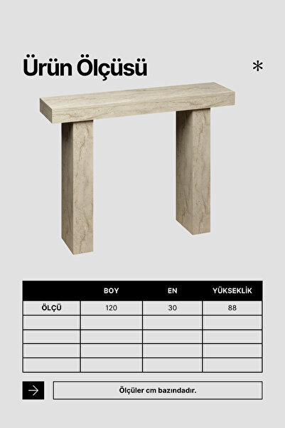 Skandi homeworks ASTER Dresuar 110 cm Modern Mermer Desenli Antre, Salon ve Hol Konsol Masası
