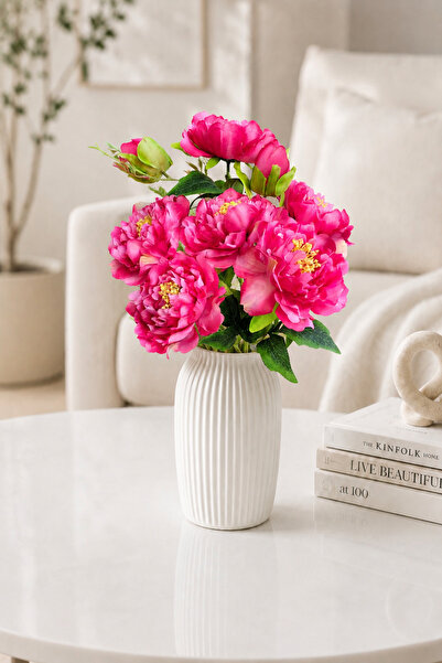MD Aspiz Flowers Artificial Flower 6-Piece Luxury Fuchsia Peony Bunch 50cm (W...
